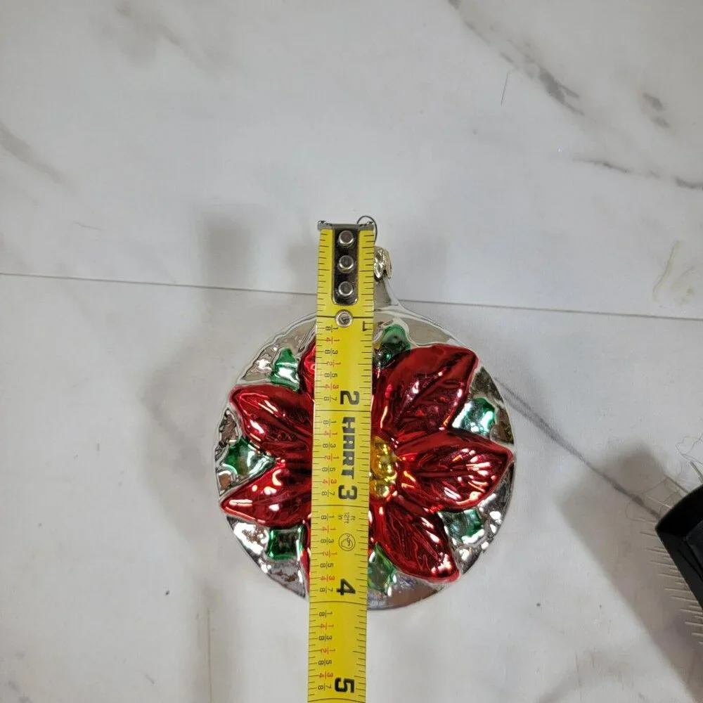 W. Germany Glass Poinsetta Christmas‎ Ornament # 517